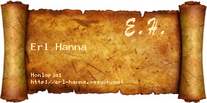 Erl Hanna névjegykártya